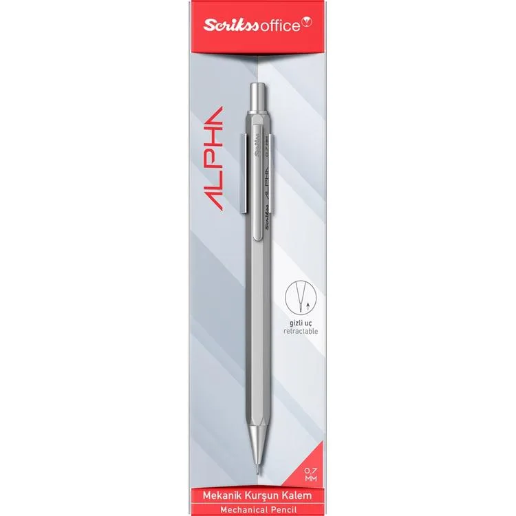 SCRIKSS ALPHA VERSATİL KALEM 0.7 ŞEFFAF AMBALAJ GRİ