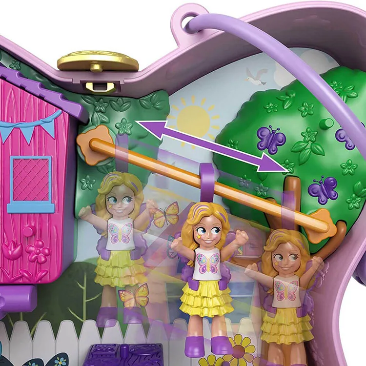 MATTEL FRY35/GTN21 POLLY POCKET VE MACERALARI MİCRO OYUN SETİ BUTTERFLY BACKYARD COMPACT