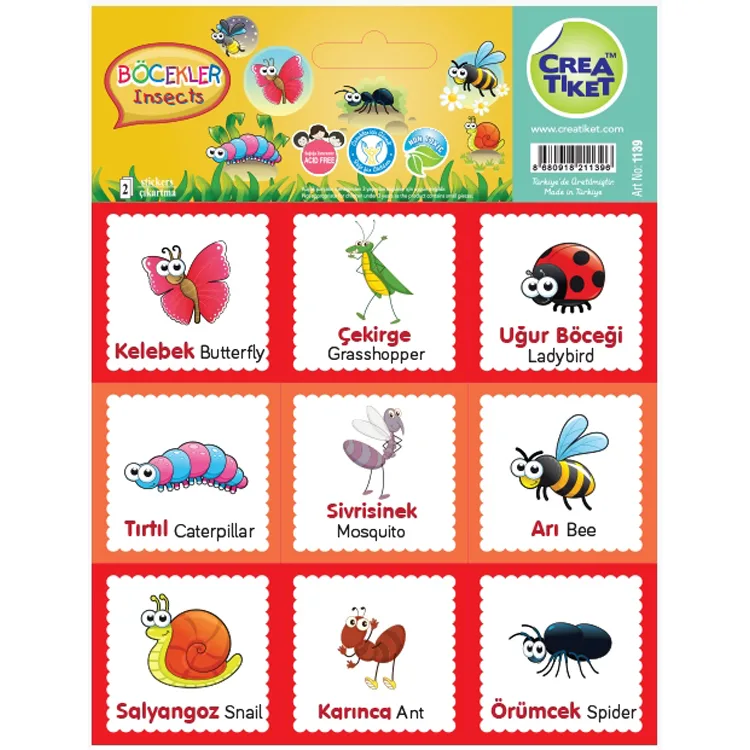 CREA ETİKET - İNGİLİZCE TÜRKÇE KUŞLAR & BÖCEKLER 1139