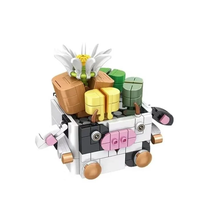 VAGONLIFE PANLOS 655012 HAYVAN SAKSILARI BUKET SETLERİ - İNEK 341 PARÇA BLOCK OYUNCAK 6+