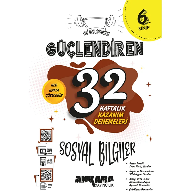 ANKARA 6. SINIF 32 HAFTALIK GÜÇLENDİREN SOSYAL BİLGİLER KAZANIM DENEMELERİ