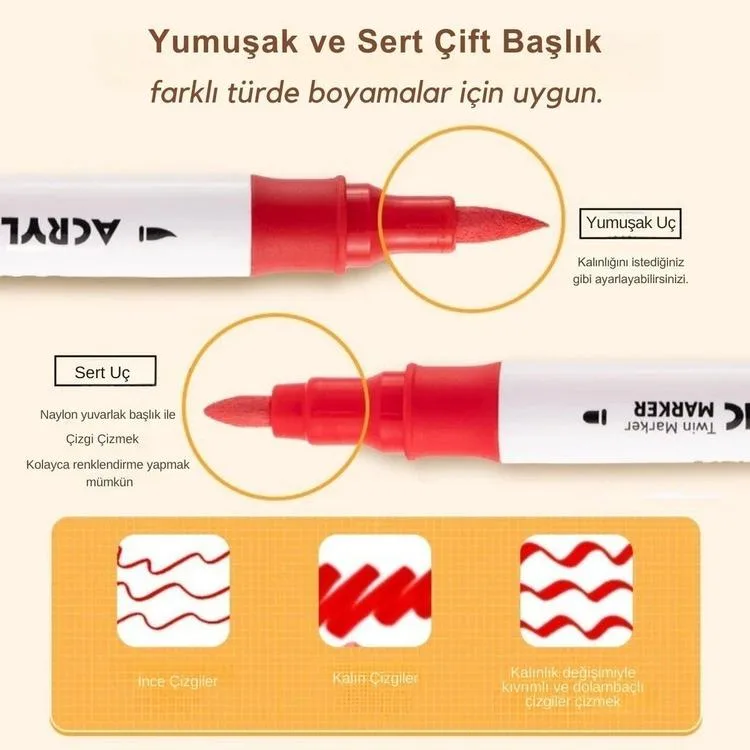 RİCH 17883-63 ART-X ÇİFT TARAFLI DUO AKRİLİK MARKER NEON SARI