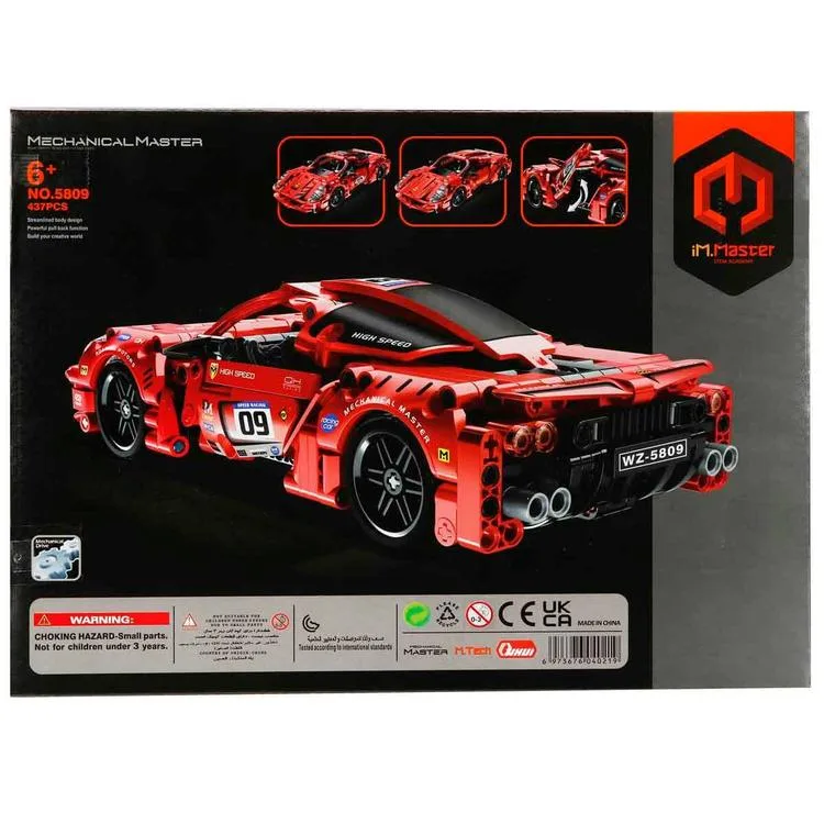 SUNMAN İM. MASTER NO.5809 ÇEK-BIRAK SÜPER ARABA KIRMIZI LEGO YAPIM SETİ 437 PARÇA 6+