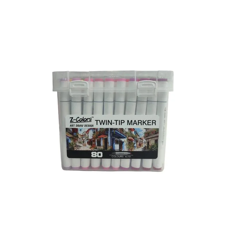 TMN 593079 Z-COLORS ART DRAW DESING ÇİFT UÇLU MARKER SAPLI PVC KUTU 80 RENK