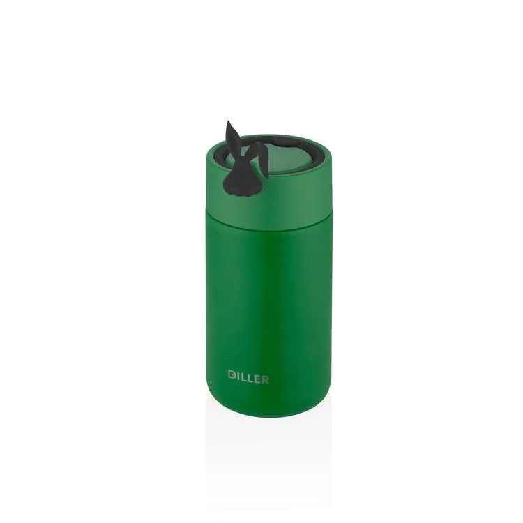 VAGONLİFE DILLER SÜZGEÇLİ TAVŞAN FİGÜRLÜ SİLİKON TAŞIMA KULPLU ÇELİK MATARA D9078 420 ML