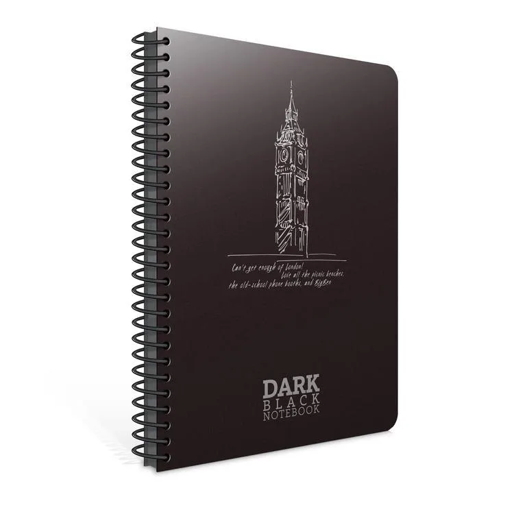 GIPTA DARK PLASTİK SPİRALLİ PP KAPAK DEFTER 12X17 50YP. SİYAH ÇİZGİSİZ DEFTER - 2674