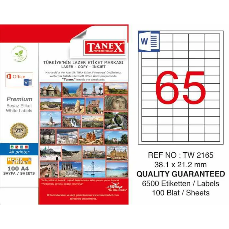 TANEX 38.1x21.2 MM LASER ETİKET TW-2165