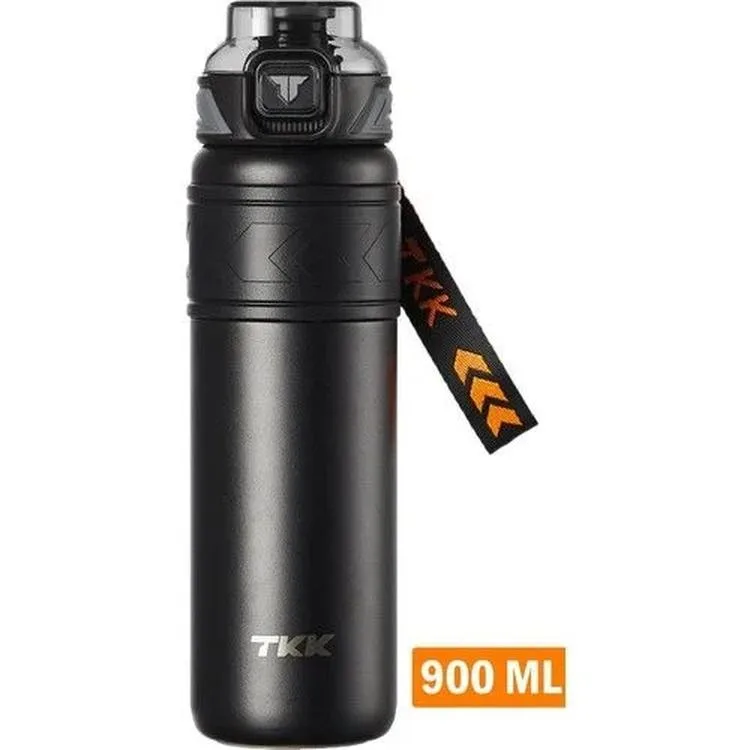 VAGONLİFE T2025 TKK PİPETLİ / PİPETSİZ KULLANIM ÇELİK TERMOS 900ML SİYAH (BLACK)