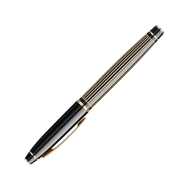 SCRIKSS 35L ROLLER KALEM ÇİZGİ DESENLİ SİYAH ALTIN LÜKS KUTU