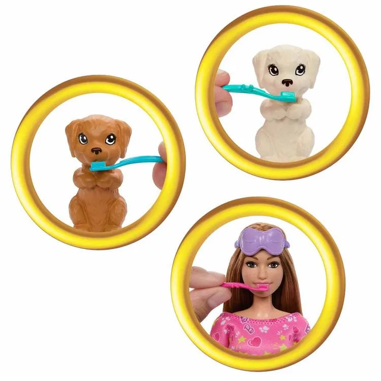 BARBIE HXN01 BARBIE KÖPEKCİKLERİ PİJAMA PARTİSİ OYUN SETİ 3+