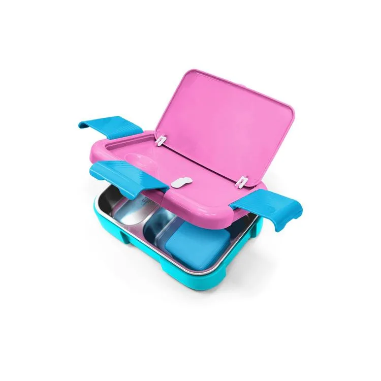 CORAL HIGH 39101 KIDS PEMBE SARI LAVANTA KAMUFLAJ DESENLİ 2 BÖLMELİ PASLANMAZ ÇELİK YEMEK KABI