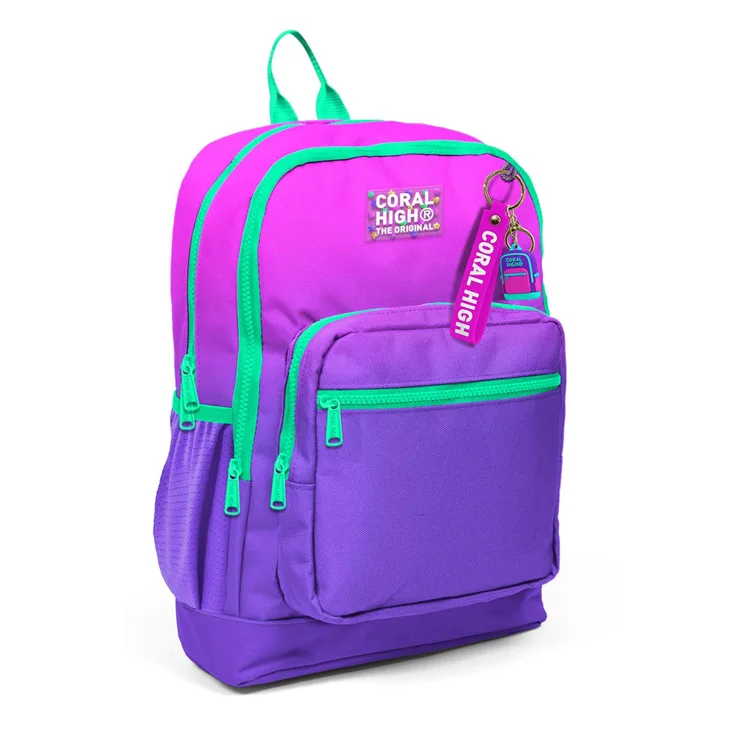 CORAL HIGH 23762 KIDS PEMBE MOR RENK GEÇİŞLİ DÖRT BÖLMELİ SIRT ÇANTASI