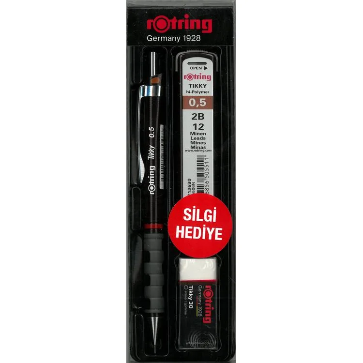 ROTRING TİKKY VERSATİL RD 0.5+ MİN+ SİLGİ HEDİYELİ BORDO SET