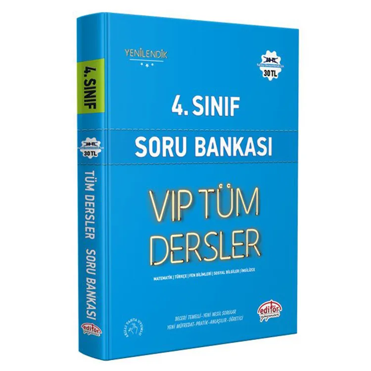 EDİTÖR 4. SINIF VİP TÜM DERSLER SORU BANKASI MAVİ KİTAP