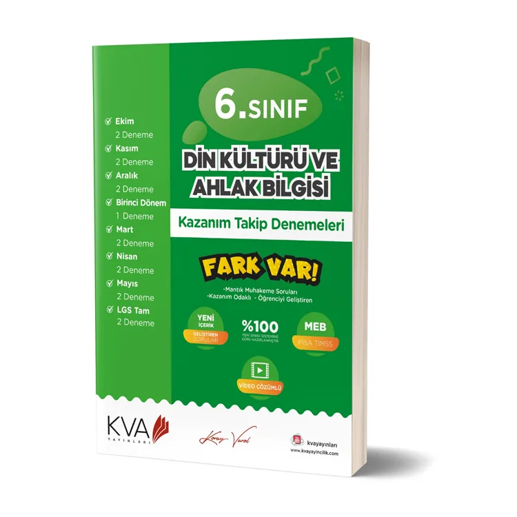 KORAY VAROL AKADEMİ 6. SINIF DİN KÜLTÜRÜ VE AHLAK BİLGİSİ FARK VAR KAZANIM TAKİP DENEMELERİ
