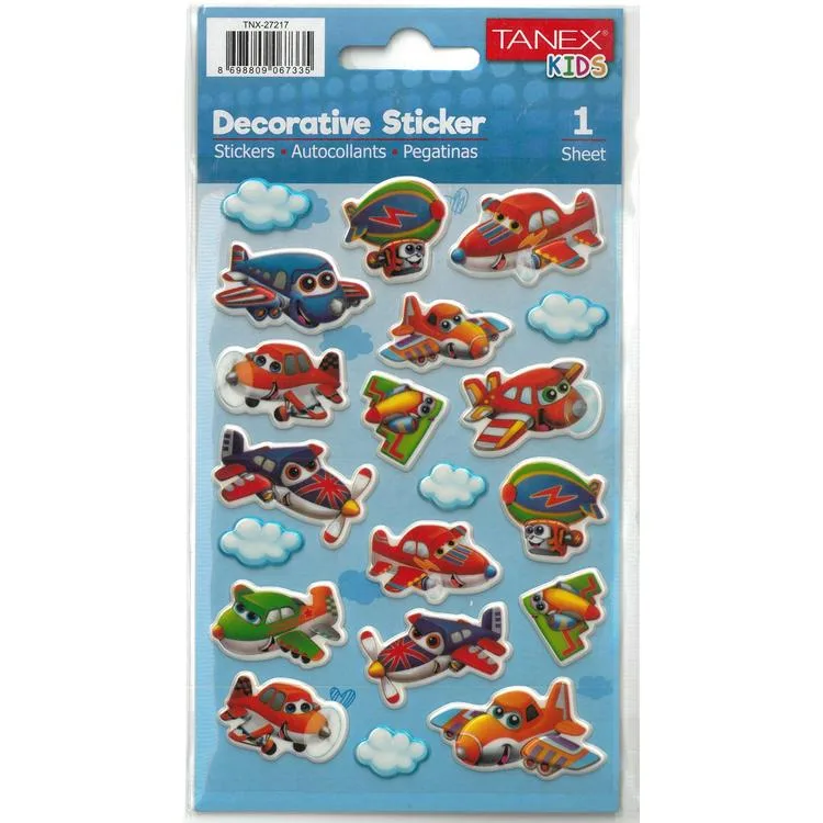TANEX KIDS TNX-27217 DEKORATİF ETİKETLER - PUFFY SEVİMLİ UÇAKLAR SERİSİ STICKER