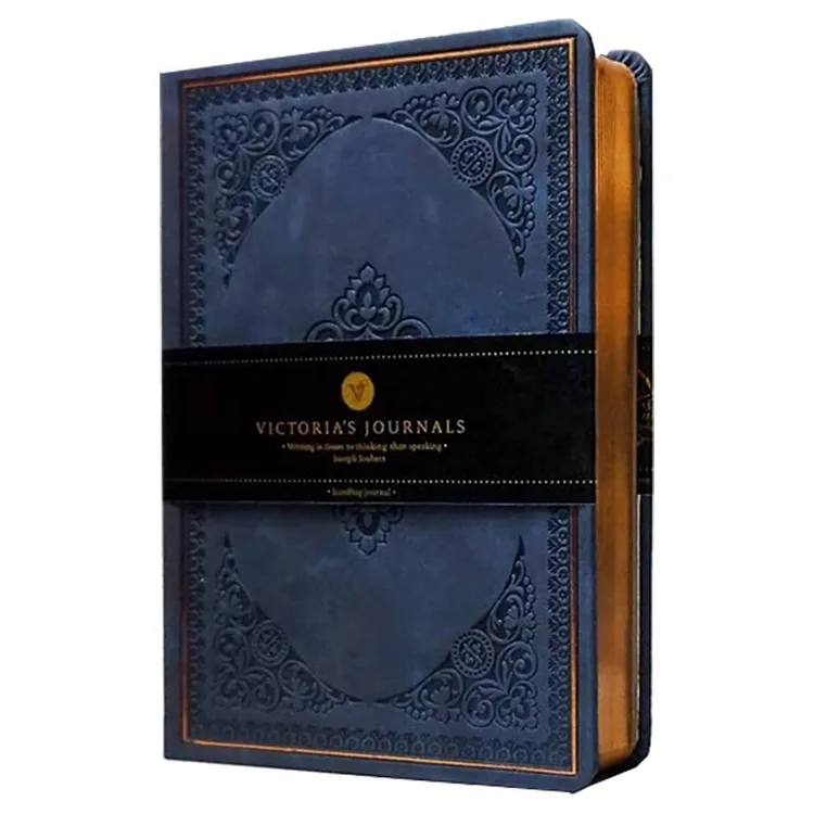 VICTORIA'S JOURNALS 1185 VINTAGE OLD BOOK 12x17cm 80gr.128YP. ÇİZGİLİ DEFTER MAT KOYU MAVİ