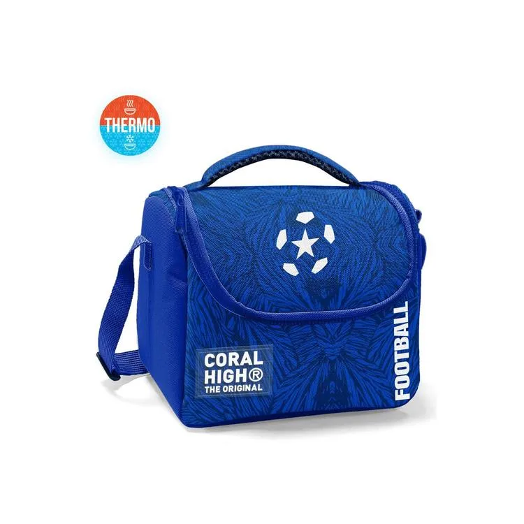 CORAL HIGH 22797 KIDS LACİVERT SAKS FUTBOL DESENLİ THERMO BESLENME ÇANTASI