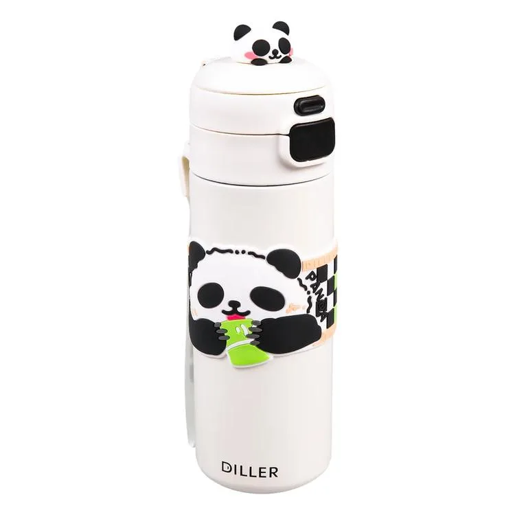 VAGONLİFE DILLER ÇELİK PİPETLİ / PİPETSİZ KULLANIM SİLİKON TUTMAÇLI EL ASKILI MATARA/TERMOS D9240 480ML