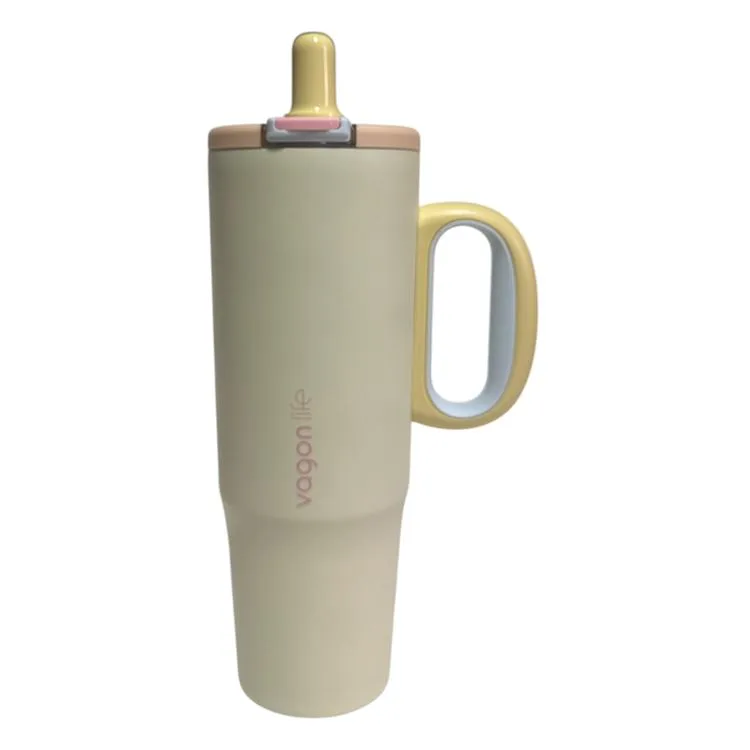 VAGONLİFE ÇELİK PİPETLİ/ PİPETSİZ ÇİFT KULLANIM KULPLU CUP/TERMOS VGN1114 1200ML - SARI