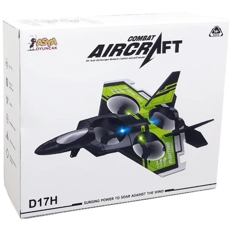 ASYA OYUNCAK D17H COMBAT AIRCRAFT KUMANDALI IŞIKLI ÜÇ MOTORLU DRON UÇAK 14+