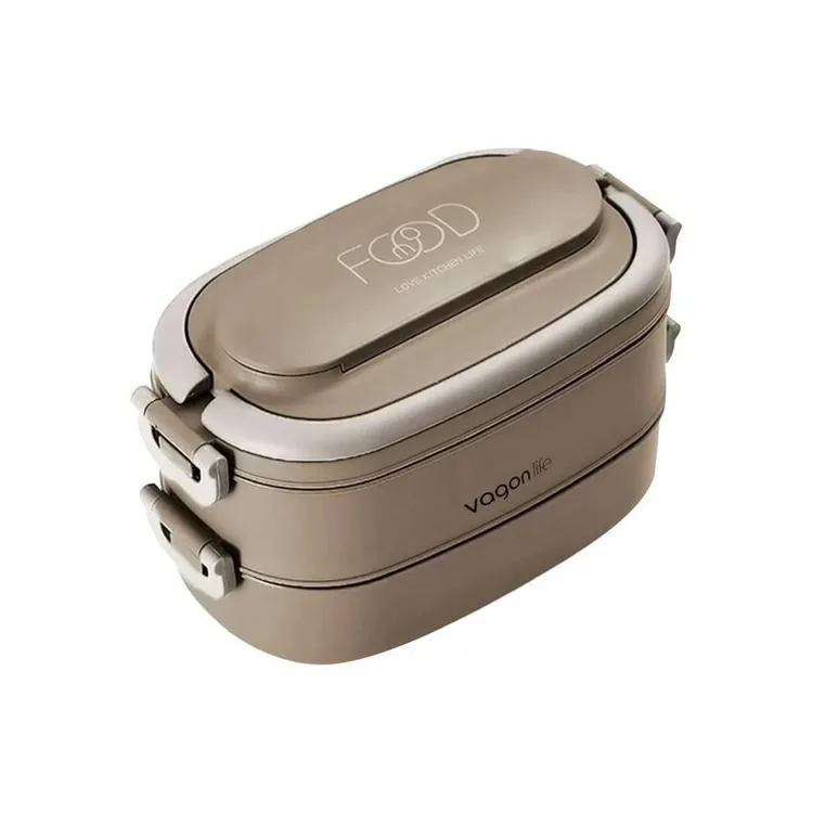 VAGONLİFE PASLANMAZ ÇELİK BÖLMELİ YEMEK KABI 2 KATLI - LUNCH BOX BL10403-2S 1140ML - KAHVERENGİ