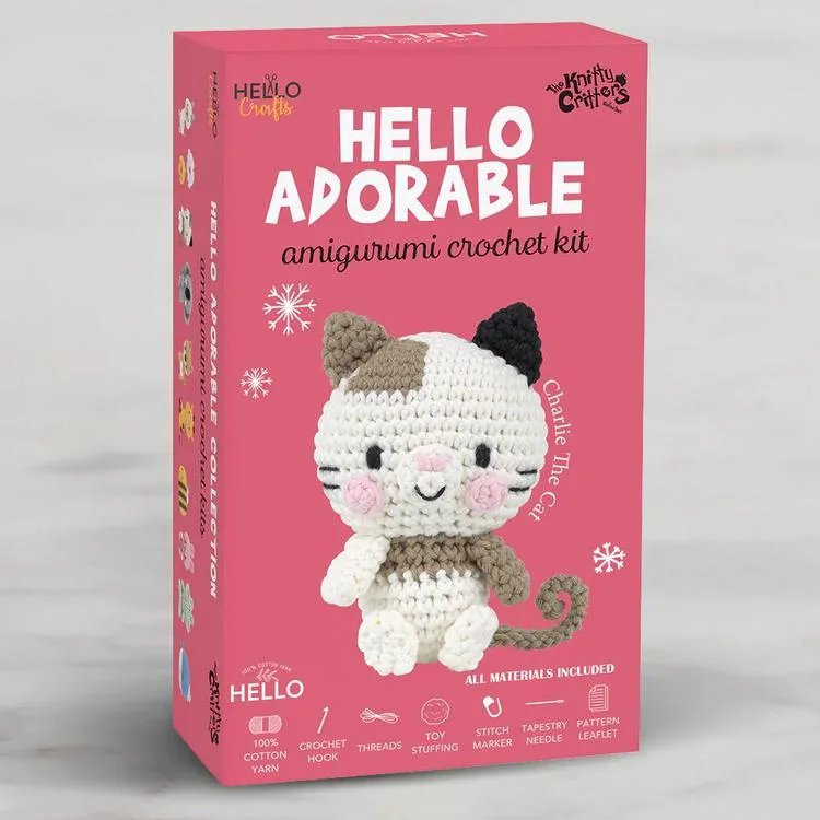 HELLO CRAFTS ADORABLE KC974 CROCHET AMIGURUMI ÖRGÜ KİTİ - KEDİ CHARLIE THE CAT (1 SET)