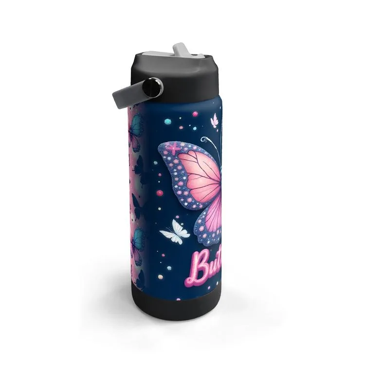 CORAL HIGH 38331 KIDS KELEBEK DESENLİ KATLANIR AĞIZLI PİPETLİ ÇELİK TERMOS 650ML