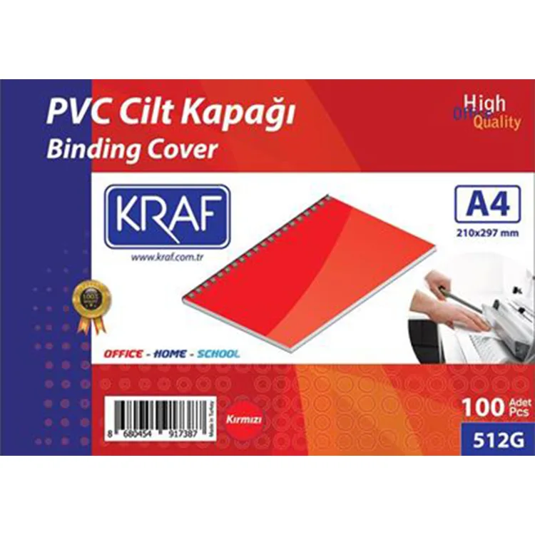 KRAF 512G CİLT KAPAĞI A4 160mic. 100'LÜ KIRMIZI