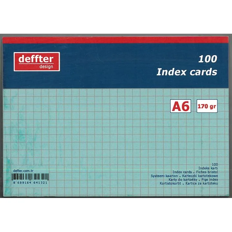 DEFFTER INDEX KARTI A6 MAVİ KARELİ