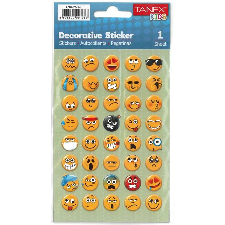 TANEX KIDS TNX-25028 DEKORATİF ETİKETLER - EMOJİ SERİSİ STICKER