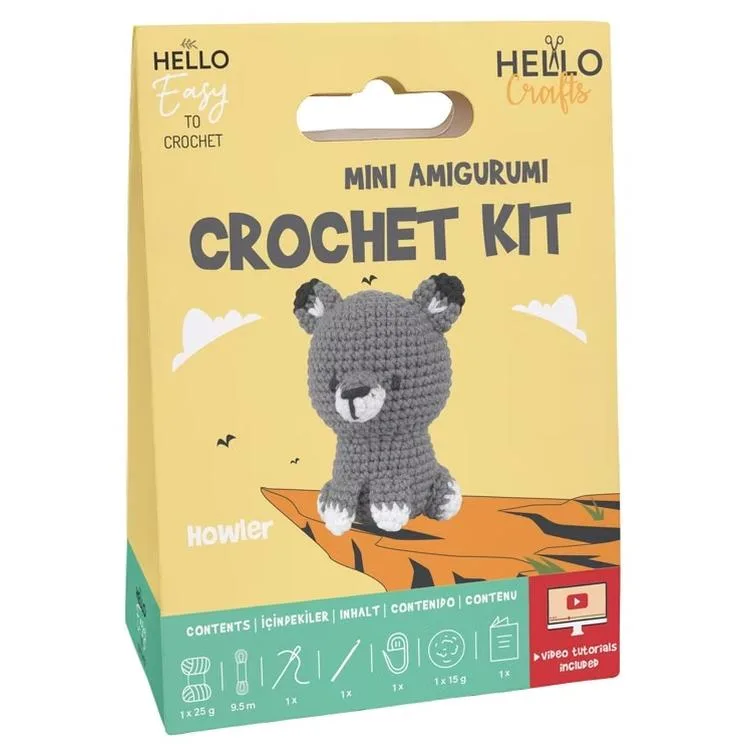 HELLO CRAFTS EASY HC103 CROCHET MİNİ AMIGURUMI ÖRGÜ KİTİ - SEVİMLİ AYI HOWLER (1 SET)