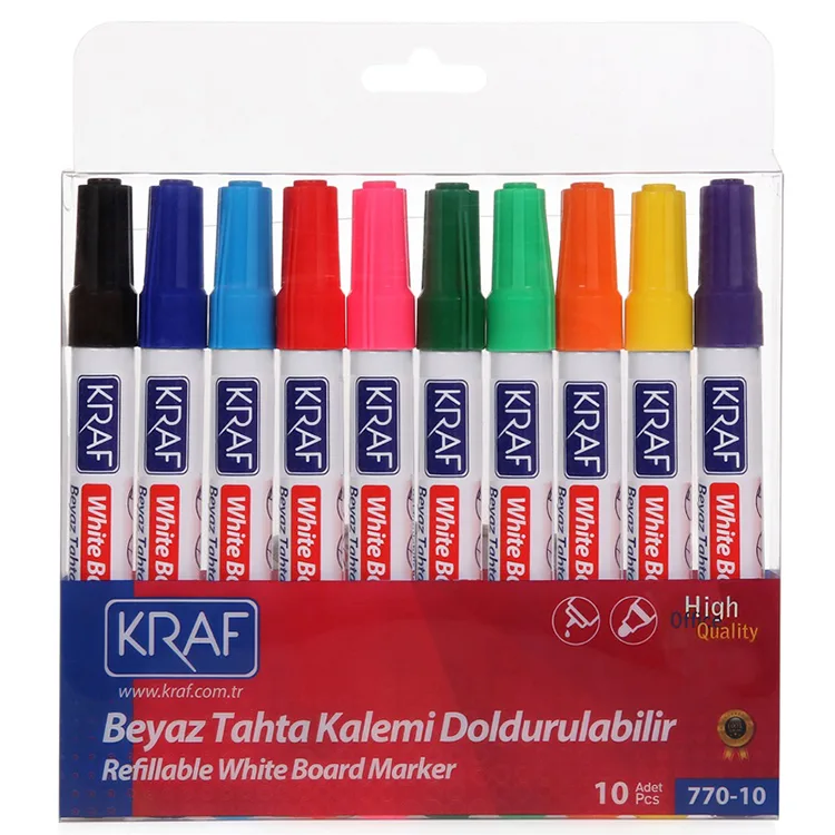 KRAF DOLDURULABİLİR BEYAZ TAHTA KALEMİ 10'LU SET 770-10