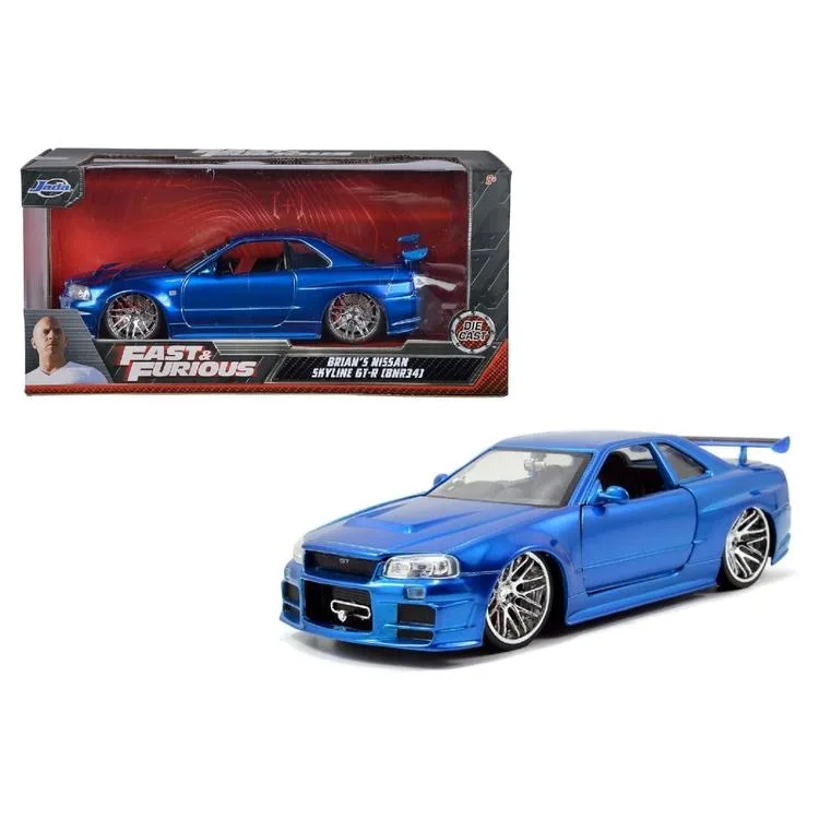 SİMBA JADA 3203045 1:24 BRIAN'S NISSAN SKYLINE GT-R (R34) DIE CAST METAL ARABA KUTULU 8+