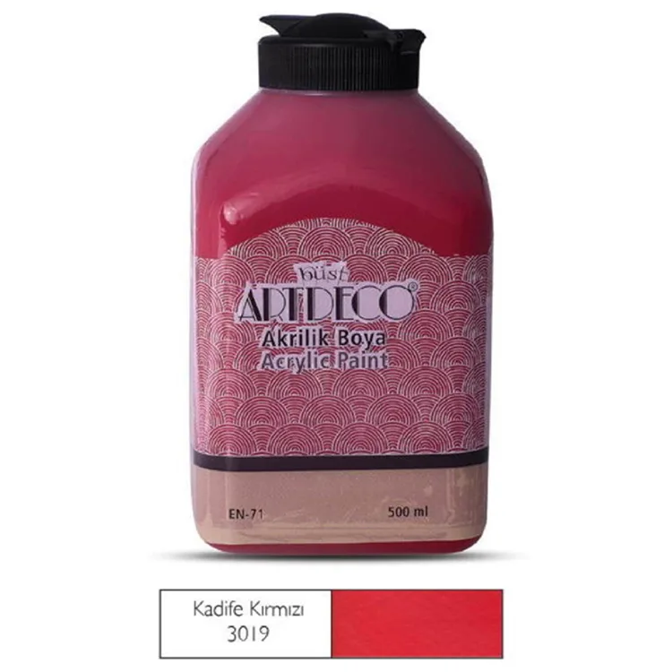 ARTDECO 070L-3019 AKRİLİK BOYA 500 ML. KADİFE KIRMIZI