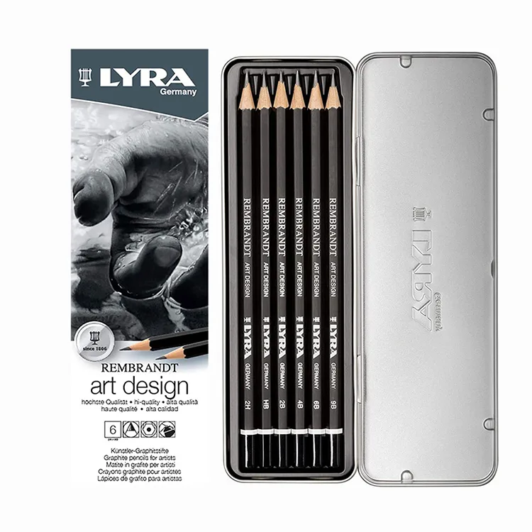 LYRA REMBRANDT ART DESING METAL KUTU DERECELİ KALEM 6'LI