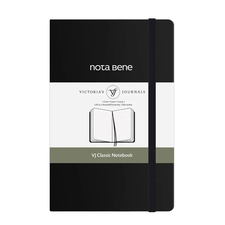 VICTORIA'S JOURNALS NOTE BENE 9236 CLASSIC NOTEBOOK SERT KAPAK 9x14cm 70gr.400 SYF. ÇİZGİLİ DEFTER SİYAH