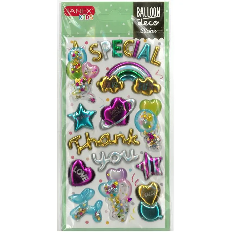 TANEX KIDS TNX-26001 DEKORATİF ETİKETLER - PUFFY BALLON STICKER