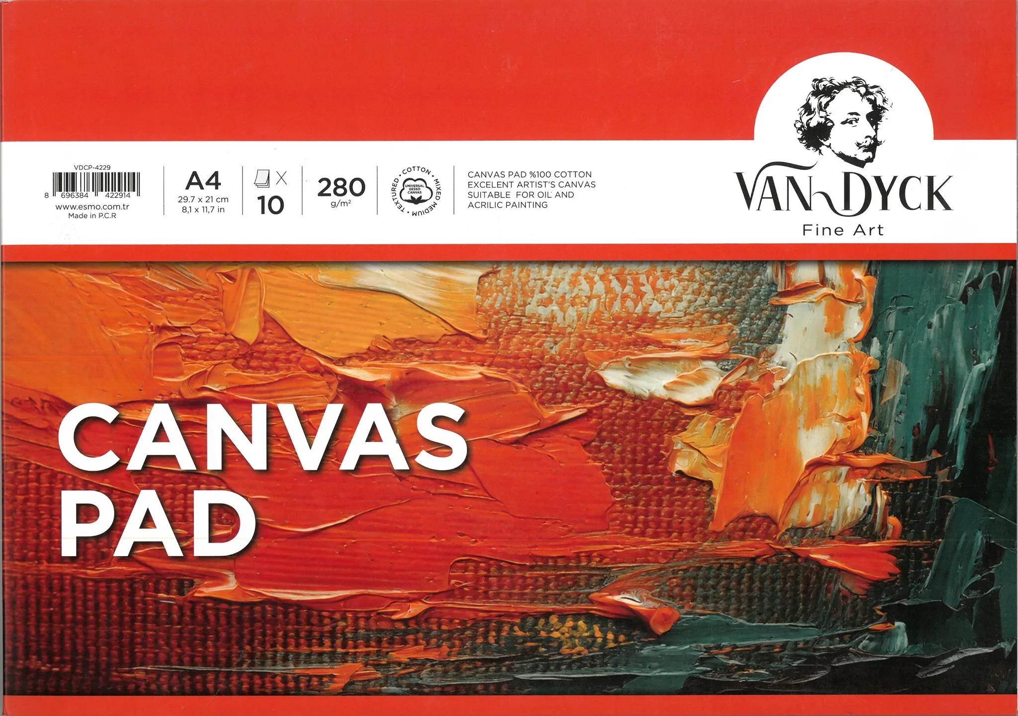 VAN DYCK VDCP-4229 CANVAS PAD / TUVAL BEZİ A4 280 GR. 10 YP
