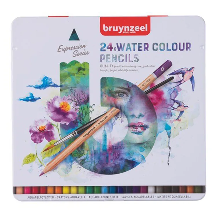 BRUYNZEEL EXPRESSION WATER COLOUR- KURU SULU BOYA KALEM SETİ 24'lü METAL KUTU- B60313024