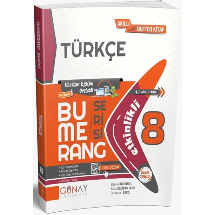 GÜNAY 8.SINIF BUMERANG TÜRKÇE AKILLI DEFTER KİTAP SORU BANKASI
