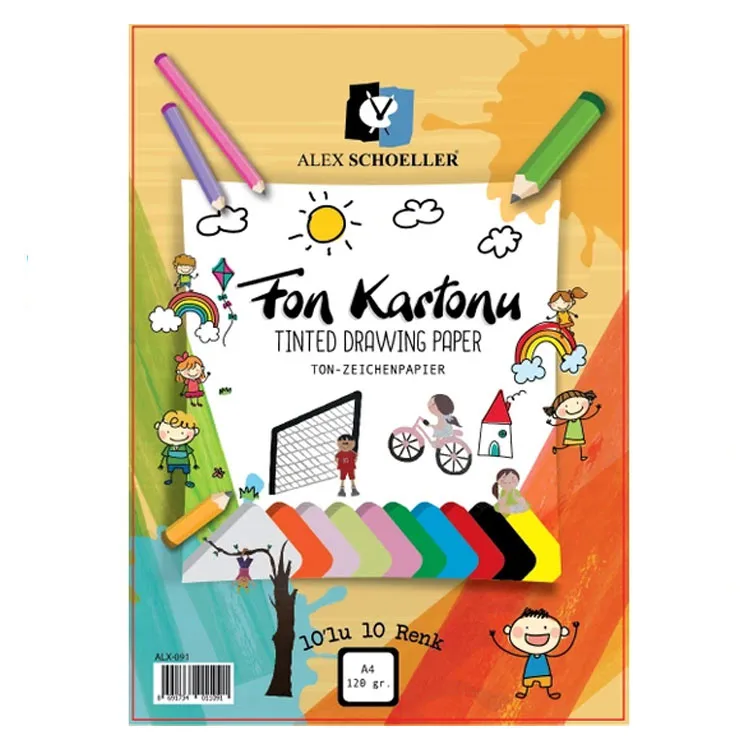 ALEX 35x50 120GR 10'LU KARIŞIK RENK FON KARTONU POŞETLİ ALX-0572