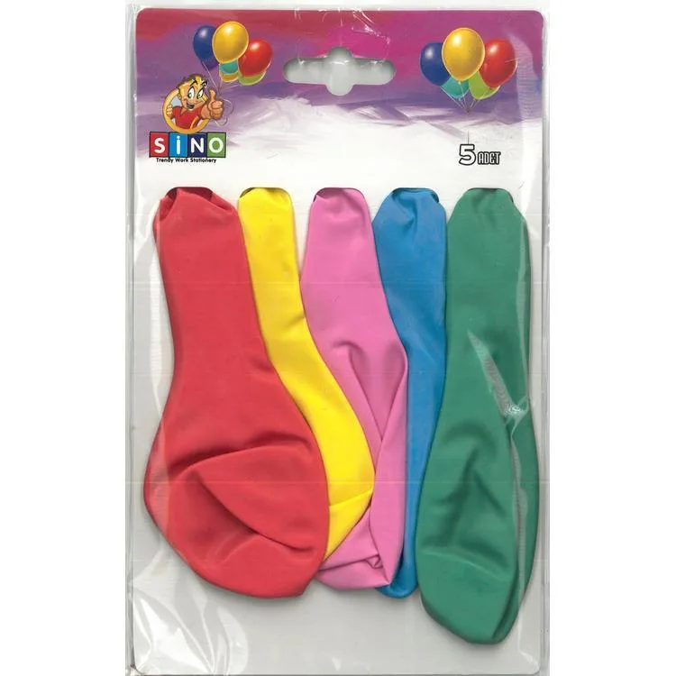 SİNO BLN-10 KARIŞIK RENK 12" BALON 5'Lİ TEK KARTELA (ADET)
