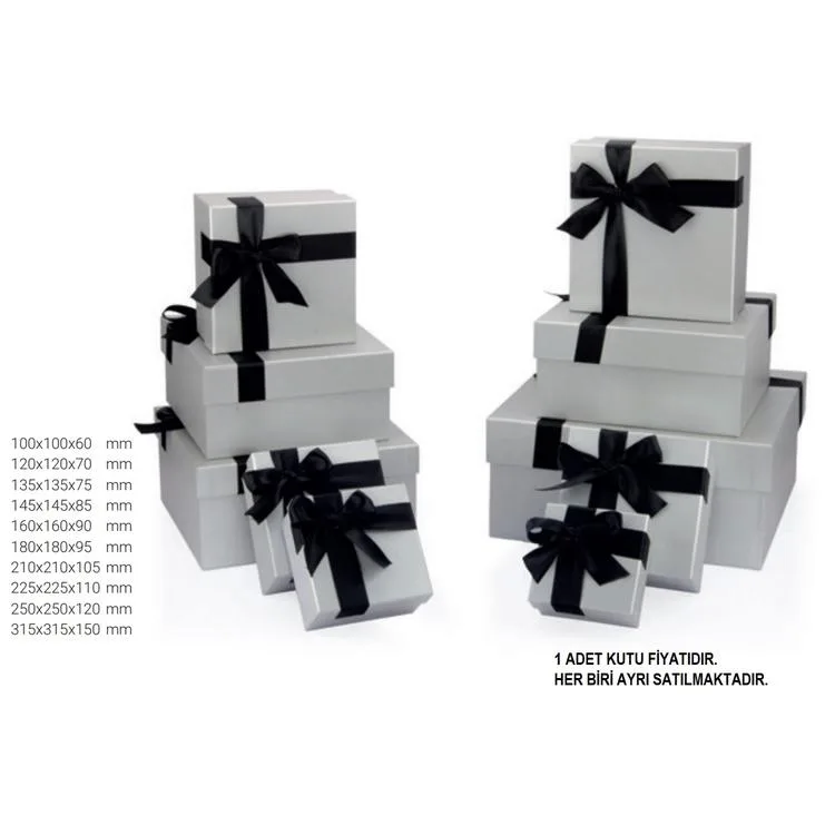 GIPTA MY SILVER KARE HEDİYE KUTUSU BX1037 G 210x210x105 mm - TEKLİ