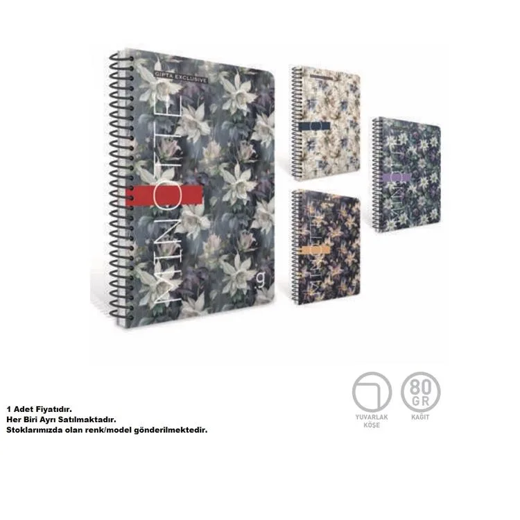 GIPTA MINOTTE SPİRALLİ PP. KAPAK A4 80YP. 80GR. KARELİ DEFTER 8422 - TEKLİ