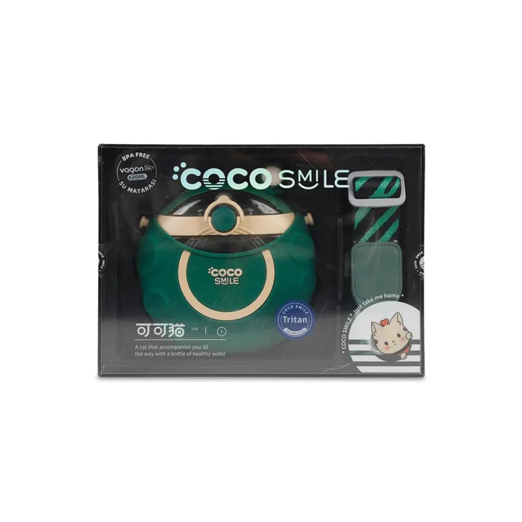 VAGONLİFE COCOSMILE ÖZEL KUTULU UZAY TEMALI KILIFLI TRİTAN MATARA CS0006 630ML YEŞİL