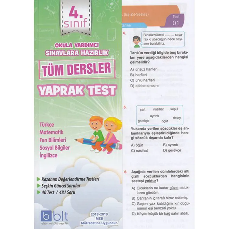 BULUT EĞİTİM 4. SINIF TÜM DERSLER YAPRAK TEST