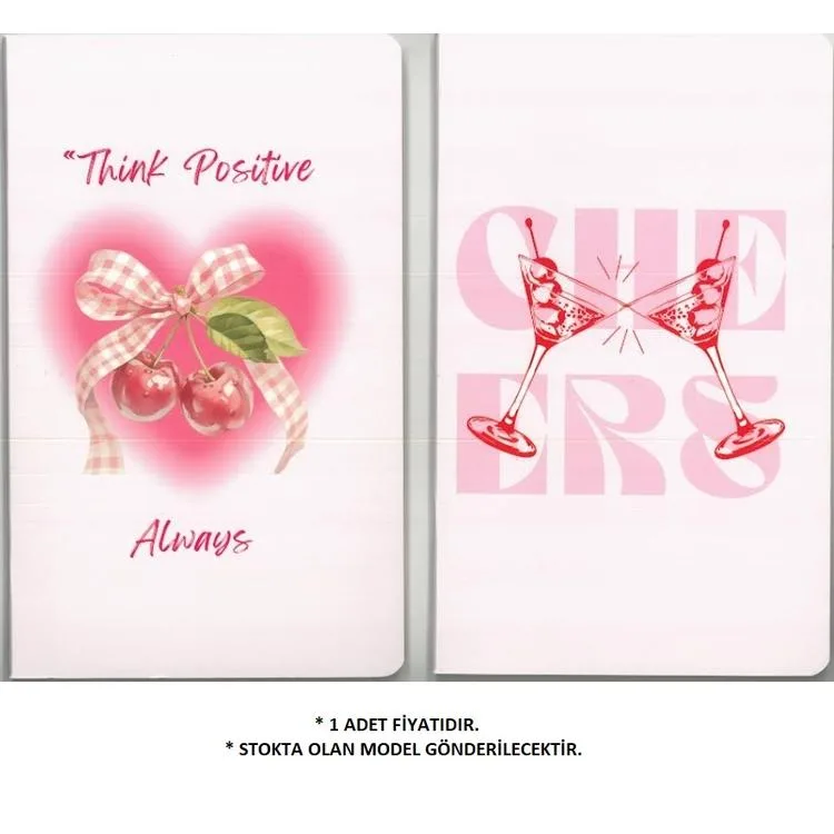 DRN GIFT ST-0204D 13x21 CHERRY SERİSİ KARTON KAPAK 48 YP. ÇİZGİSİZ DEFTER - TEKLİ