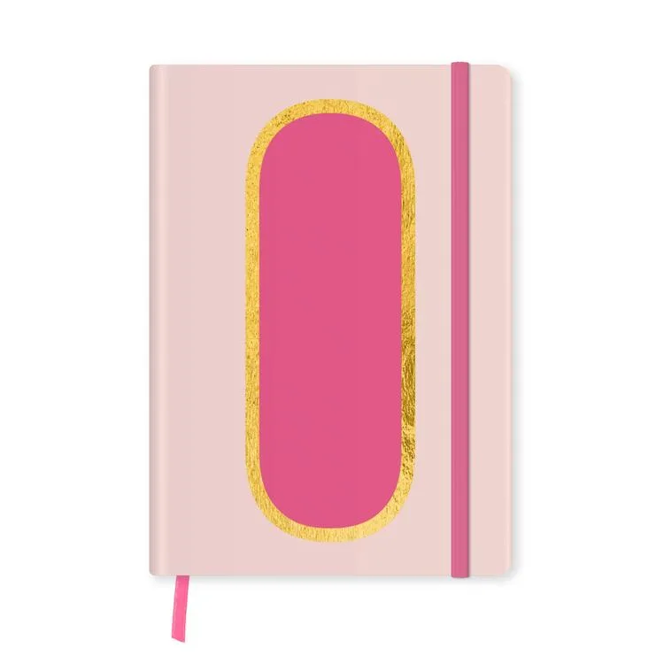 DEFFTER FABOOKS MONOGRAM HARF BASKILI LASTİKLİ SERT KAPAK ÇİZGİLİ DEFTER 168 SYF - O