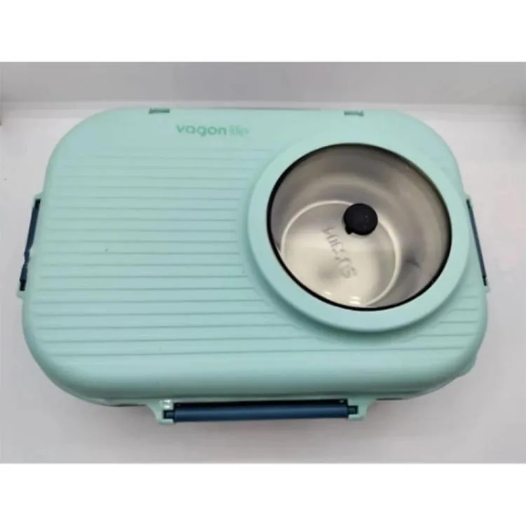 VAGONLİFE BL70100 ÇELİK YEMEK KABI 900 ML 3 BÖLMELİ LUNCH BOX MAVİ -TURKUAZ